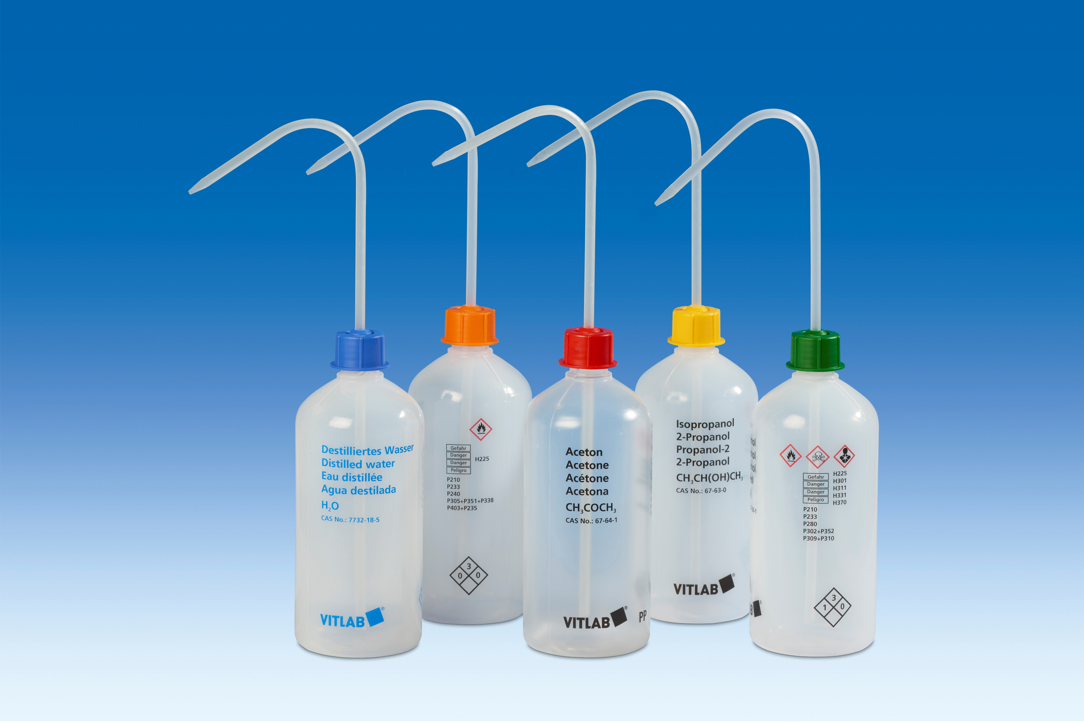 VITSAFE safety wash bottles 500ml (Ethanol), narrow-mouth (Pack of 12)